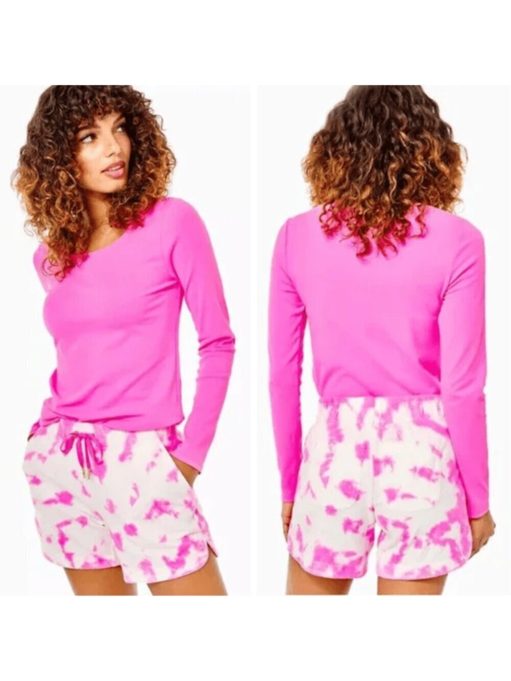 Lilly Pulitzer Kylar Knit Shorts Plumeria Pink Sun Splash Tie Dye